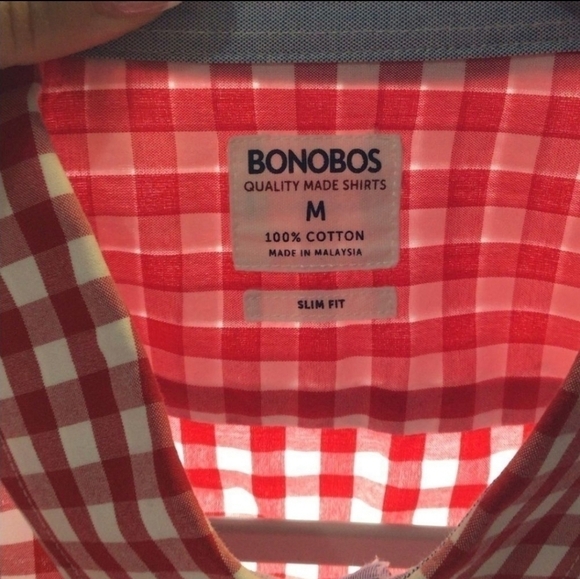 Bonobos Red White Checkered Button Up Longsleeve New With Out Tag Medium - Picture 3 of 4